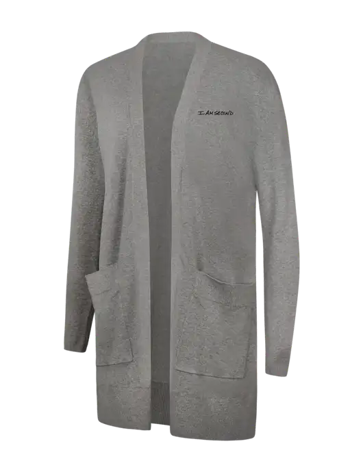 Mercer+Mettle Womens Light Grey Heather Open Front Cardigan Sweater w/I Am Second Logo