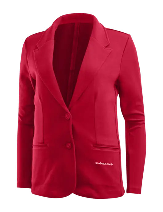 Rich Red Womens Knit Blazer w/I Am Second Logo