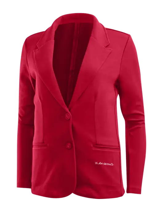 Rich Red Womens Knit Blazer w/I Am Second Logo