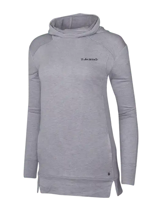 OGIO Petrol Grey Womens Luuma Pullover Fleece Hoodie w/I Am Second Logo