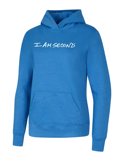 Womens Royal Heather Core Fleece Pullover Hooded Sweatshirt w/I Am Second Logo