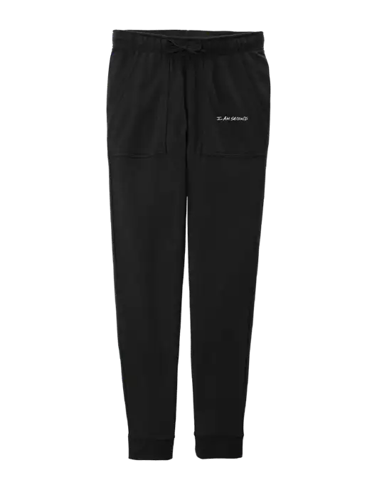 Womens Posicharge Tri-blend Wicking Black Triad Solid Fleece Jogger w/I Am Second Logo