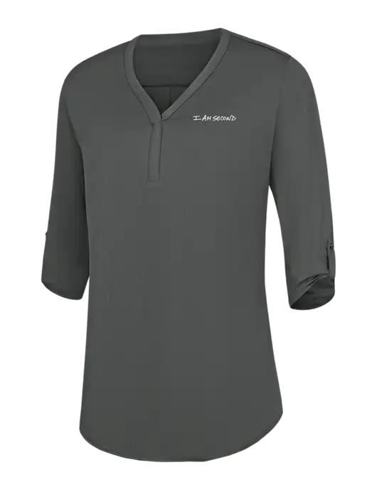 Womens Dark Grey City Stretch 3/4-Sleeve Tunic w/I Am Second Logo