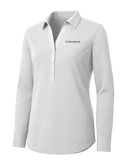 Womens White City Stretch Shirt w/I Am Second Logo