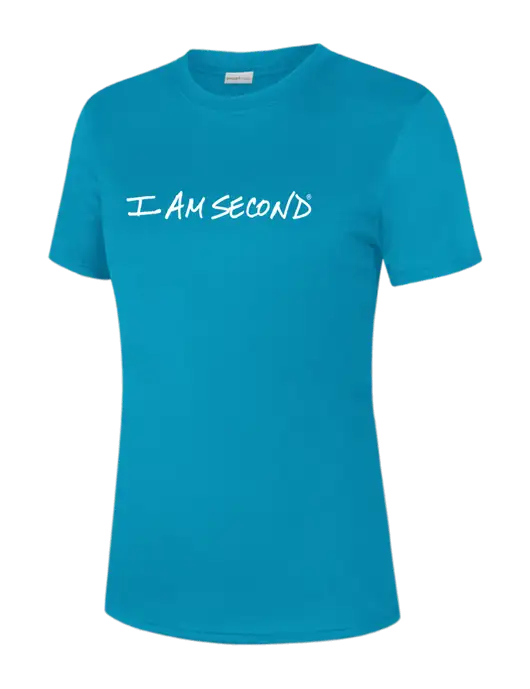  Womens Sapphire PosiCharge Competitor Tee w/I Am Second Logo