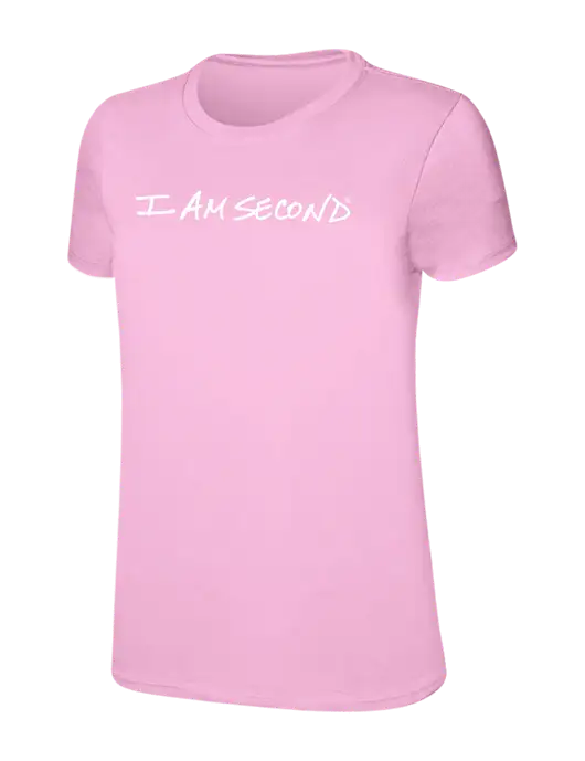 Womens Ring Spun Candy Pink 4.5 oz T-Shirt w/I Am Second Logo