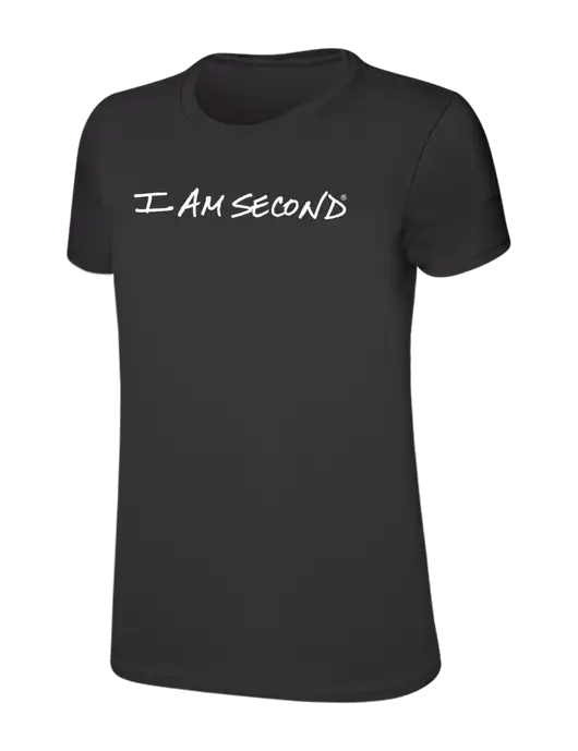 Womens Ring Spun Charcoal 4.5 oz T-Shirt w/I Am Second Logo