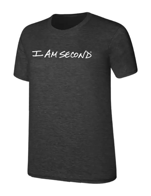Womens Ring Spun Dark Heather Grey 4.5 oz T-Shirt w/I Am Second Logo