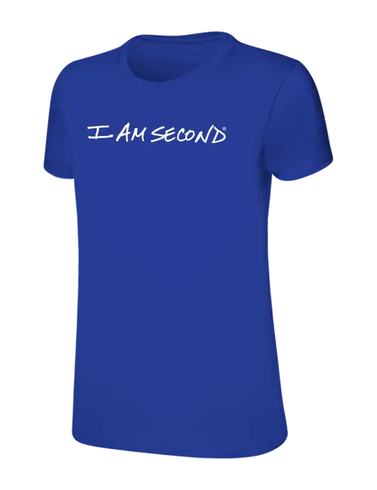 Womens Ring Spun Royal 4.5 oz T-Shirt w/I Am Second Logo