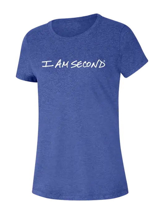 Womens Seriously Soft Royal Frost T-Shirt w/I Am Second Logo