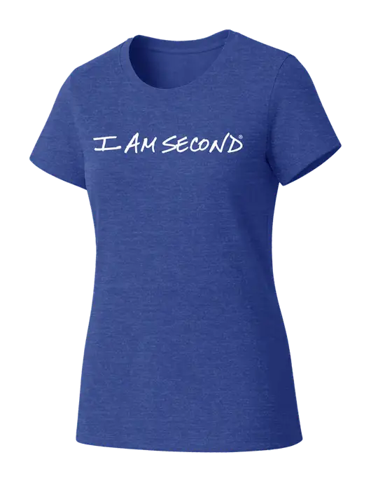 Womens Seriously Soft Royal Frost T-Shirt w/I Am Second Logo