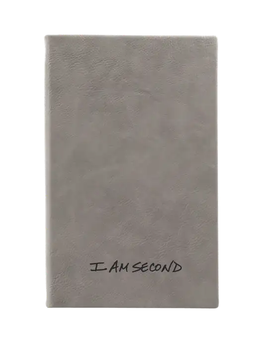 Grey Leatherette 5.25 x 8.25 Journal w/I Am Second Logo