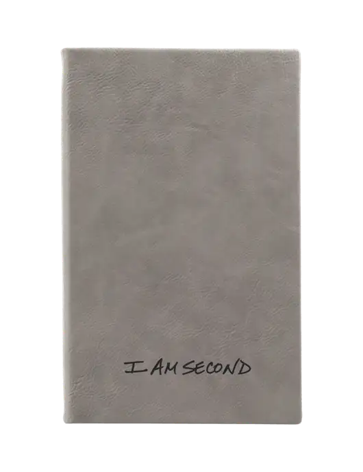 Grey Leatherette 5.25 x 8.25 Journal w/I Am Second Logo