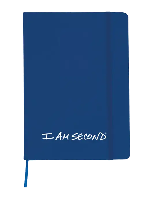 Light Navy Blue Comfort Touch Bound Journal 5" X 7" w/I Am Second Logo