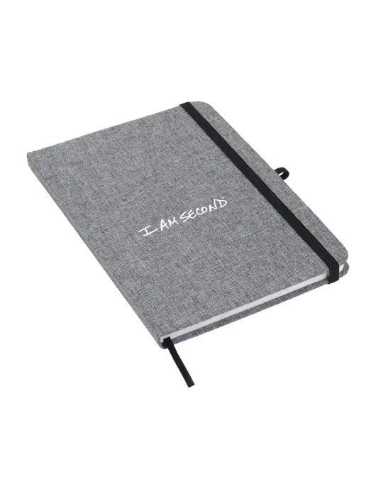 Twill Grey Heathered 5 x 7 Journal w/I Am Second Logo