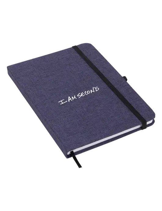 Twill Navy Heathered 5 x 7 Journal w/I Am Second Logo