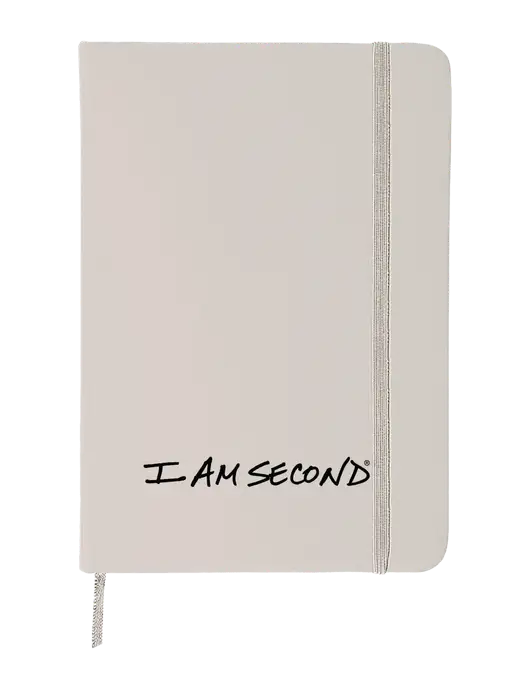 White Comfort Touch Bound Journal 5" X 7" w/I Am Second Logo
