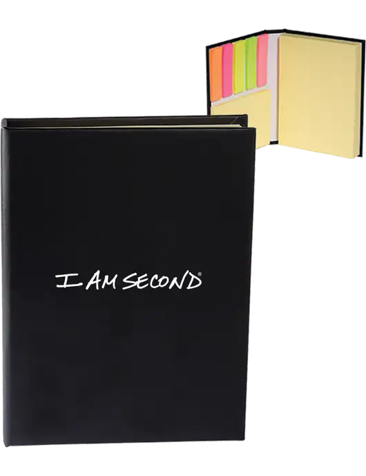 Black Sticky Book Folio, 3.125 x 4.125 w/I Am Second Logo