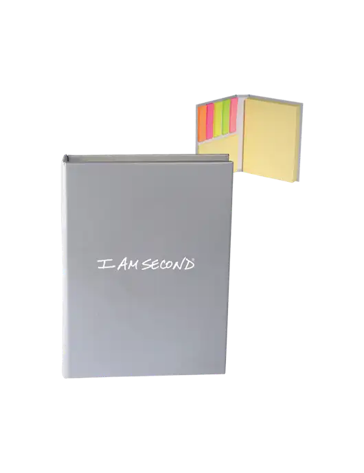 Light Medium Grey Sticky Book Folio, 3.125 x 4.125 w/I Am Second Logo