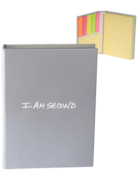 Light Medium Grey Sticky Book Folio, 3.125 x 4.125 w/I Am Second Logo