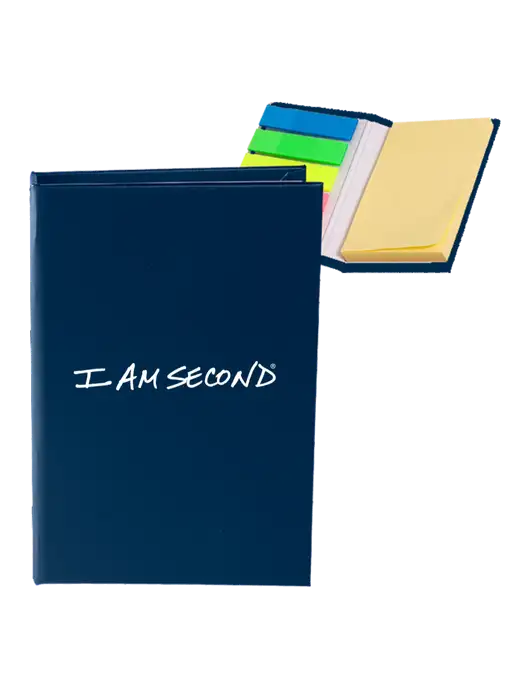 Navy Micro Sticky Note Pad, 2 x 3.25 w/I Am Second Logo