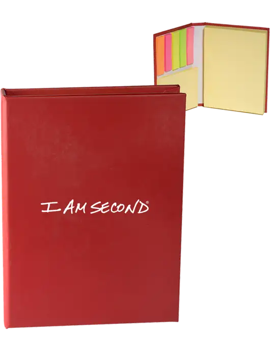 Red Sticky Book Folio, 3.125 x 4.125 w/I Am Second Logo