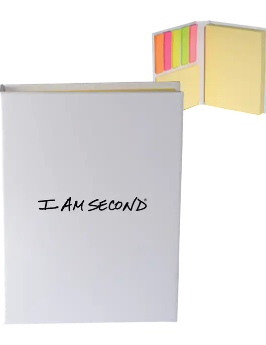 White Sticky Book Folio, 3.125 x 4.125 w/I Am Second Logo