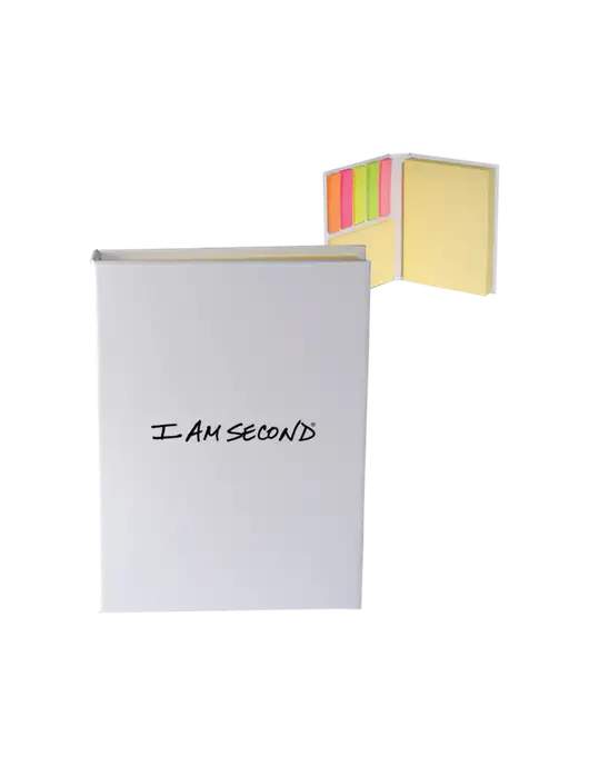 White Sticky Book Folio, 3.125 x 4.125 w/I Am Second Logo