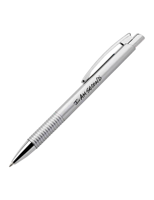 Malay Silver Ballpoint Pen w/I Am Second Logo
