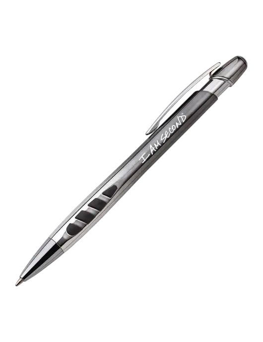 Zenith Gunmetal Ballpoint Pen - Blue ink w/I Am Second Logo
