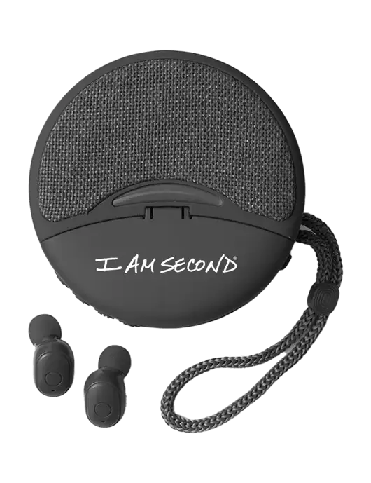 Duo Black Wireless Earbuds & Speaker w/I Am Second Logo