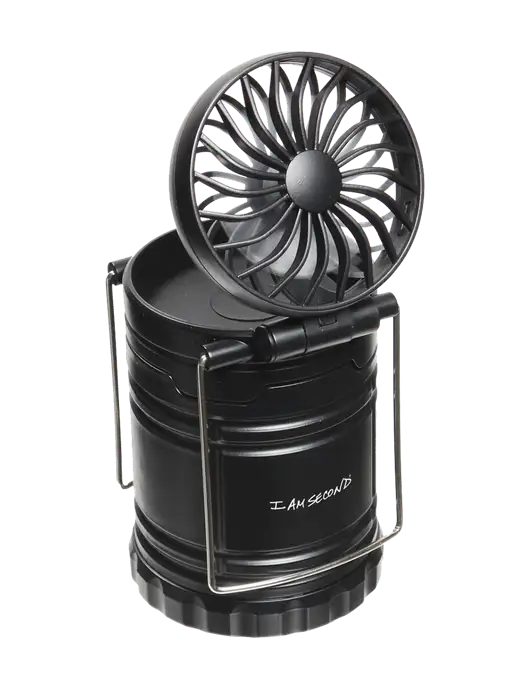 Black Retro Lantern with Fan w/I Am Second Logo