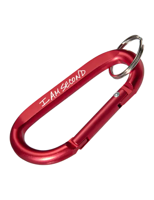 Red Carabiner & Key Ring w/I Am Second Logo