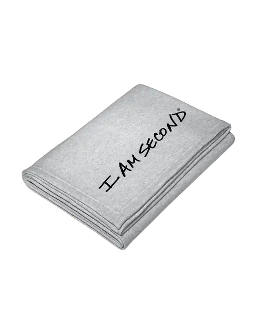 Core Light Grey Heather Fleece Sweatshirt Blanket w/I Am Second Logo