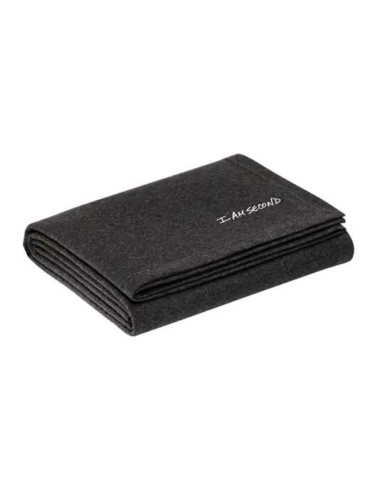 Recycled Charcoal Heather Blanket w/I Am Second Logo