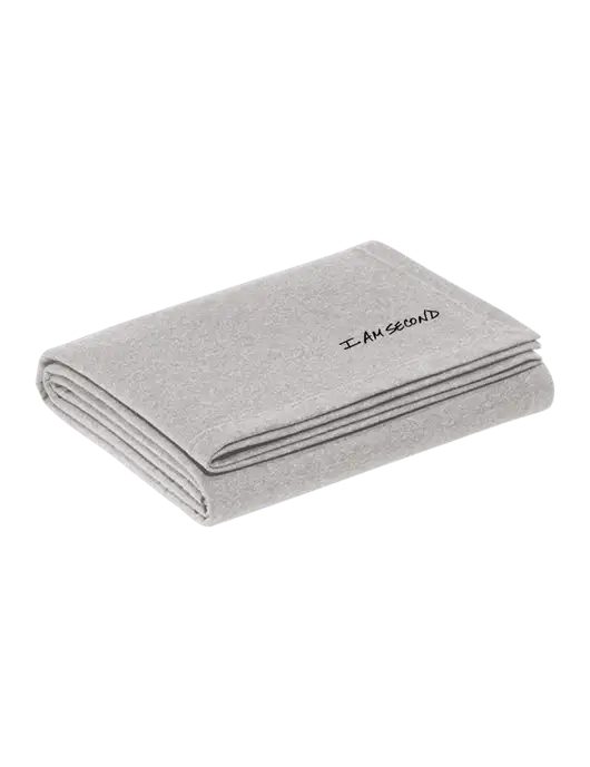 Recycled Light Heather Grey Blanket w/I Am Second Logo