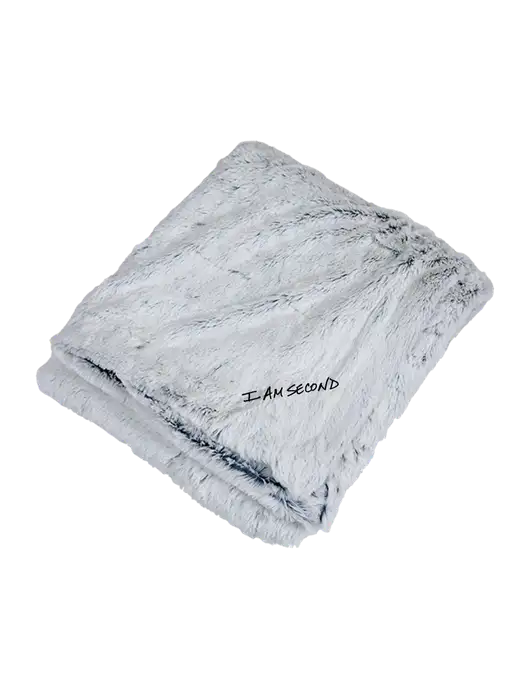 Faux Fur Marshmallow Blanket w/I Am Second Logo