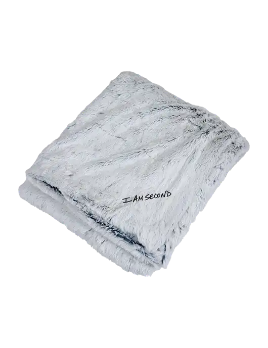 Faux Fur Marshmallow Blanket w/I Am Second Logo