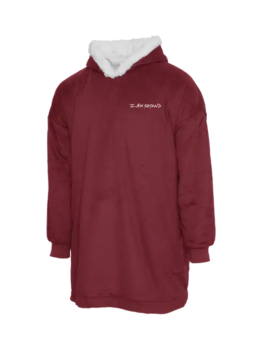 Wearable Lodge Dark Red Blanket w/I Am Second Logo