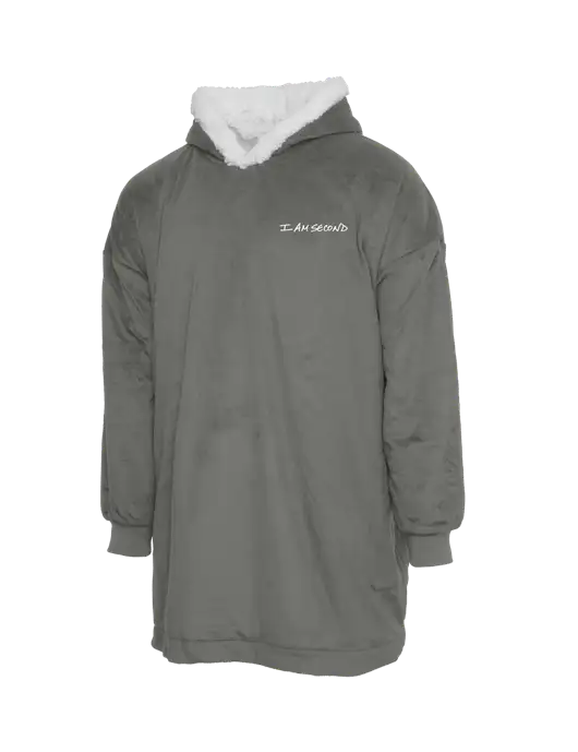 Wearable Lodge Medium Grey Blanket w/I Am Second Logo
