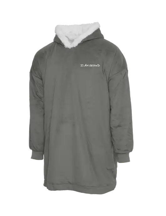 Wearable Lodge Medium Grey Blanket w/I Am Second Logo