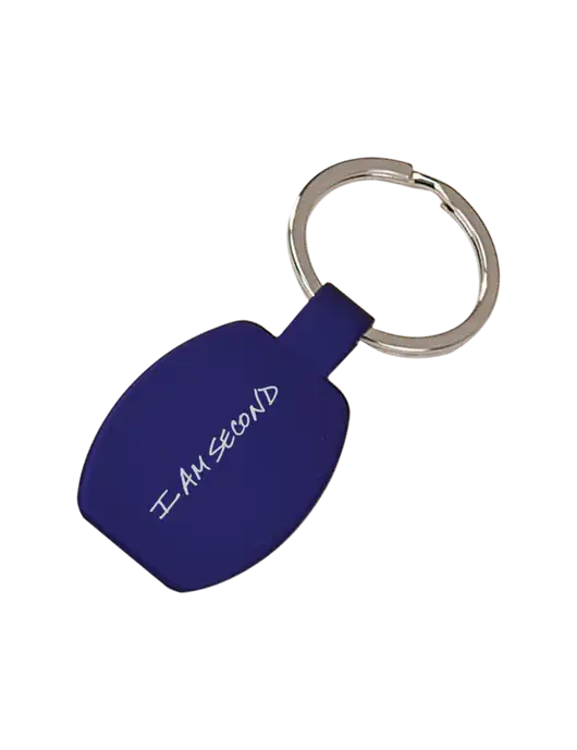 Royal Laserable Rounded Rectangle Keychain w/I Am Second Logo