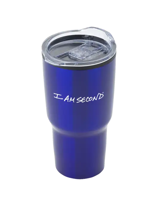 Odyssey Blue 30 oz Travel Tumbler w/I Am Second Logo
