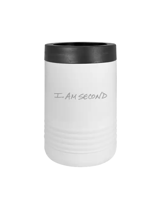 Polar Camel 12 oz Powder Coated White Vacuum Insulated Beverage Holder w/I Am Second Logo