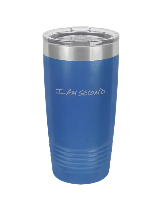 Polar Camel 20 oz Powder Coated Royal Vacuum Insulated Tumbler w/I Am Second Logo