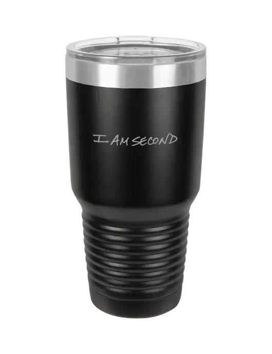 Polar Camel 30 oz Powder Coated Black Vacuum Insulated Tumbler w/I Am Second Logo
