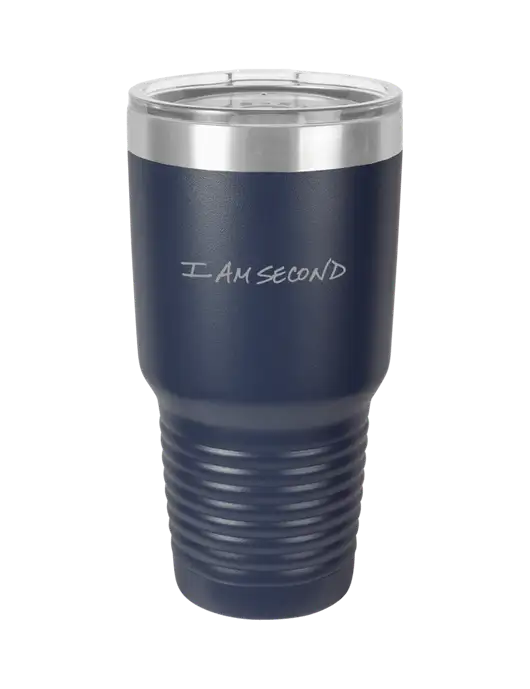 Polar Camel 30 oz Powder Coated Navy Vacuum Insulated Tumbler w/I Am Second Logo