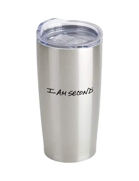 Society Silver 20 oz Insulated Tumbler w/I Am Second Logo