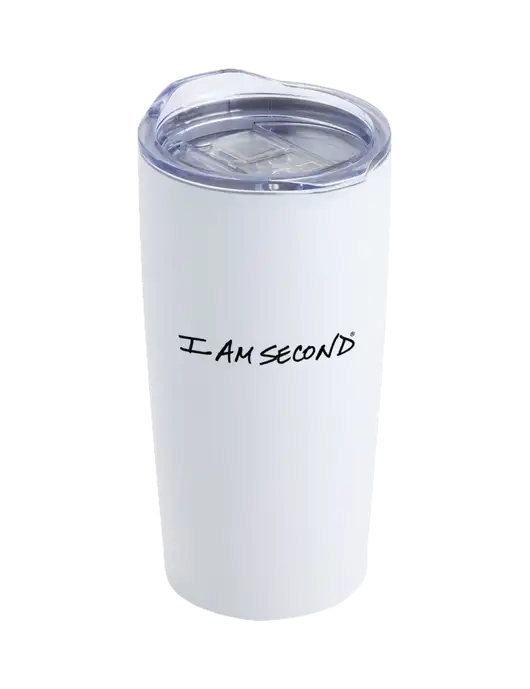 Society White 20 oz Insulated Tumbler w/I Am Second Logo