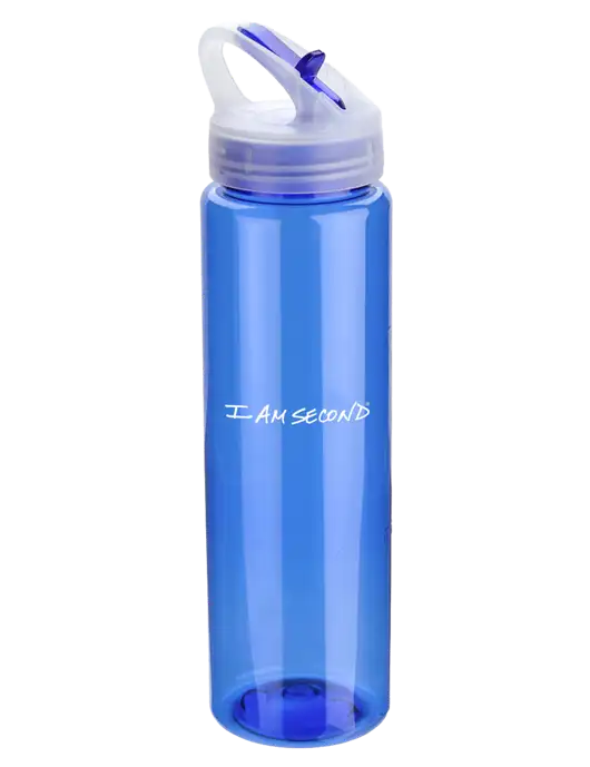 Buddy Blue 32 oz PET Bottle with Flip Lid w/I Am Second Logo